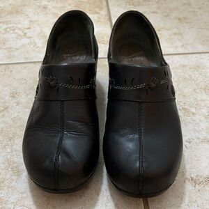 Dansko Black Leather Mules